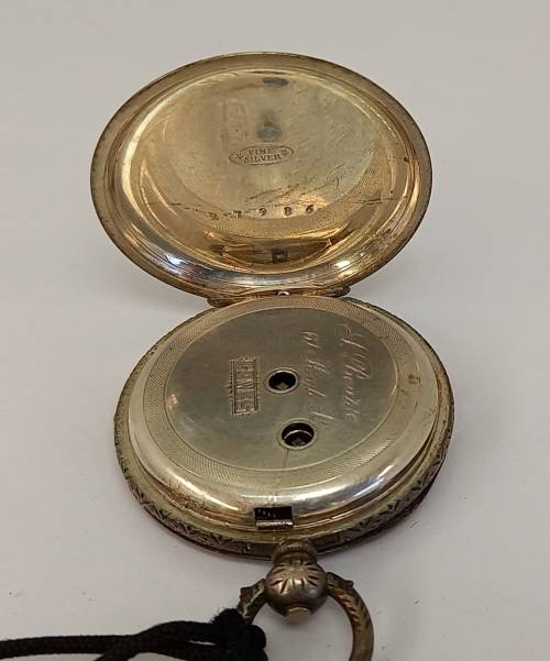 Rare 1800's Antique BENZIE of Cowes. Fine Silver Swiss Key wind  Pocket watch. see condition