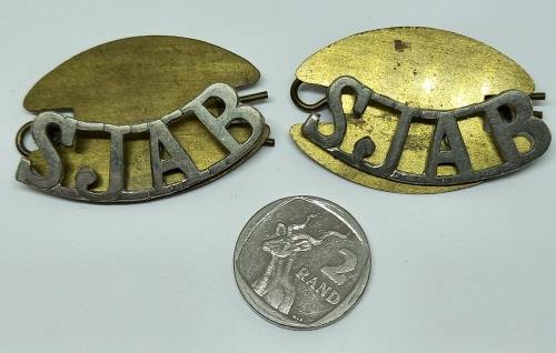 2 St John's Ambulance Brigade  Brass S.J.A.B  Titles/Badges  4x30mm
