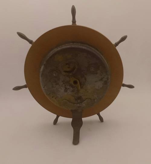 Vintage Ships Wheel Mechanical wind 8 day Clock - working - no lens - Made in the USA -