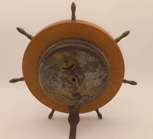 Vintage Ships Wheel Mechanical wind 8 day Clock - working - no lens - Made in the USA -