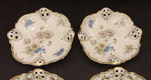 4 Antique 1910 ROSENTHAL Kronach-Germany Moliere Pierced Reticulate Bon Bon Dishes