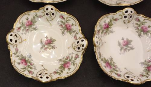 4 Antique 1910 ROSENTHAL Kronach-Germany Moliere Pierced Reticulate Bon Bon Dishes