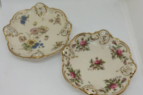 4 Antique 1910 ROSENTHAL Kronach-Germany Moliere Pierced Reticulate Bon Bon Dishes