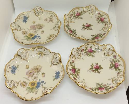 4 Antique 1910 ROSENTHAL Kronach-Germany Moliere Pierced Reticulate Bon Bon Dishes
