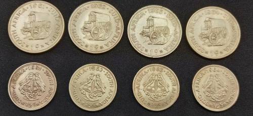 8 Coins - 1961-1964 R.S.A one Cents AND ½ Cents (Bid is for all 8 in photos)