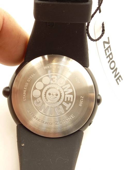 Unused (New) ZERONE Crossover 30METHING "dot dot dot" IP Black with 12 Colored Spheres Digital Watch