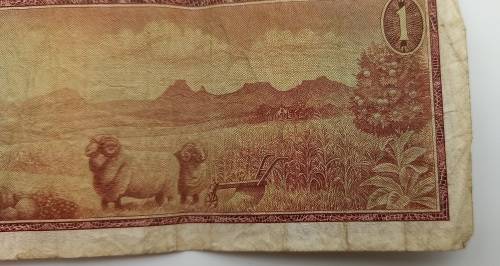 1973 1 Rand -English - Afrikaans - T.W. De jongh-Springbok Watermark