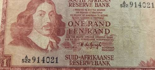 1973 1 Rand -English - Afrikaans - T.W. De jongh