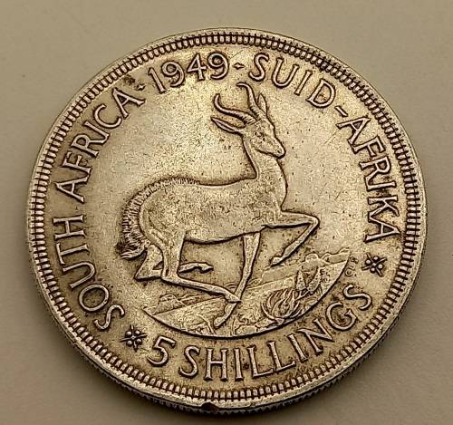 1949 Silver (.800) 5 Shillings - George VI 5 Shillings, SEXTVS REX