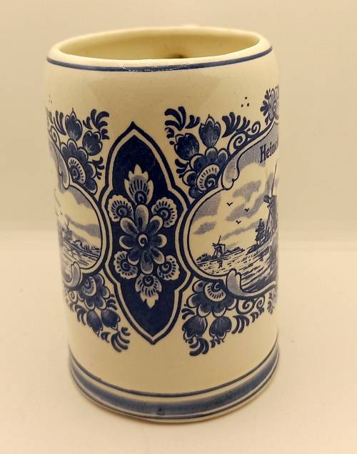 Vintage Heineken Blue Delfts Hand Painted Mug - Made in Holland - 130x135x85mm