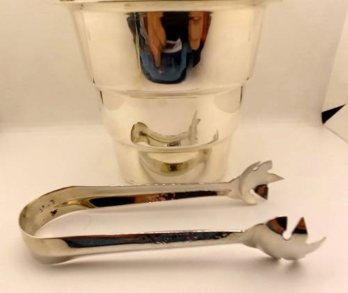 Antique/Vintage Silver Plated Ice Bucket with Tongs 250x155mm