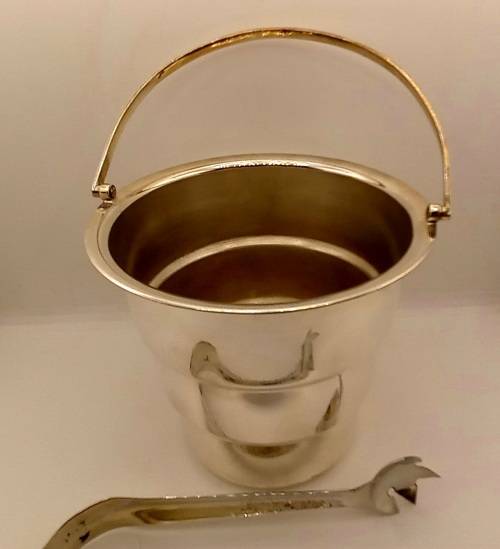 Antique/Vintage Silver Plated Ice Bucket with Tongs 250x155mm