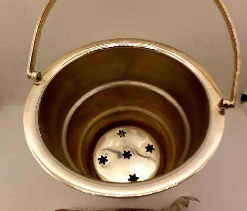 Antique/Vintage Silver Plated Ice Bucket with Tongs 250x155mm