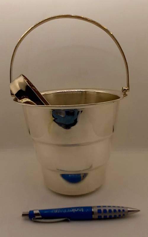Antique/Vintage Silver Plated Ice Bucket with Tongs 250x155mm