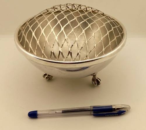 Antique/Vintage silver plated Rose Bowl with grid 115x165mm