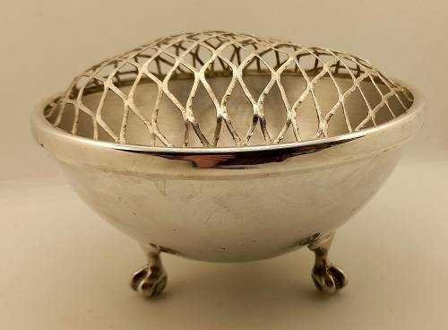 Antique/Vintage silver plated Rose Bowl with grid 115x165mm