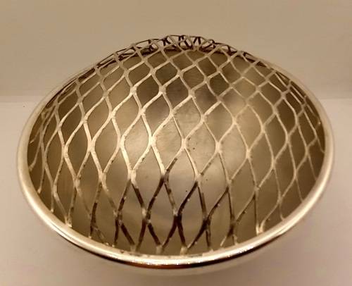 Antique/Vintage silver plated Rose Bowl with grid 115x165mm