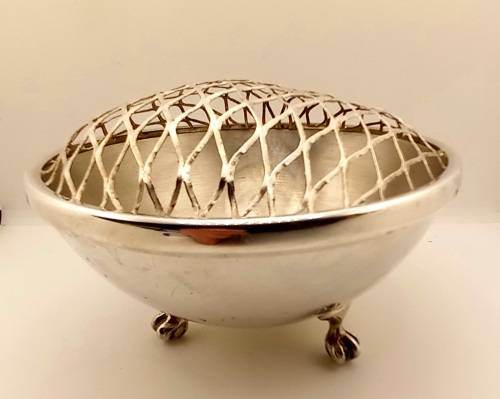 Antique/Vintage silver plated Rose Bowl with grid 115x165mm