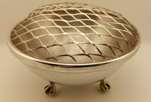 Antique/Vintage silver plated Rose Bowl with grid 115x165mm
