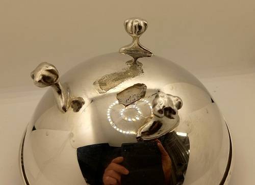 Antique/Vintage silver plated Rose Bowl with grid 115x165mm