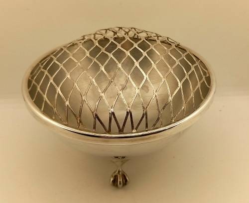 Antique/Vintage silver plated Rose Bowl with grid 115x165mm