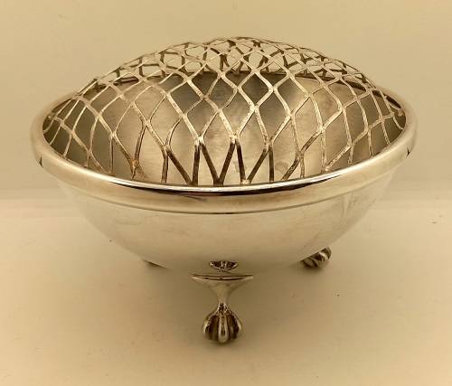 Antique/Vintage silver plated Rose Bowl with grid 115x165mm