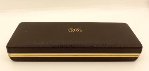 Vintage Cross 1/20 14 kt rolled gold Ballpen Branded Barclays Bank in original metal case -Ink Ok