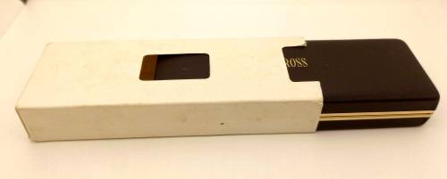 Vintage Cross 1/20 14 kt rolled gold Ballpen Branded Barclays Bank in original metal case -Ink Ok