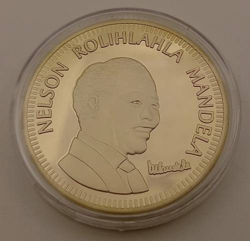 Nelson Mandela South Africa 10 years of freedom 1994-2004 Gold plated coin in capsule