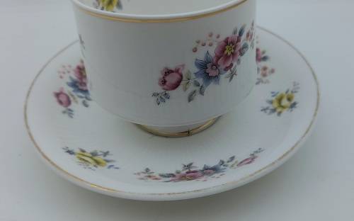 Vintage Mayfair Pottery Coffee Duo Fine bone China (crack on bottom of cup)