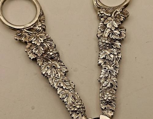 Antique / Vintage Mappin & Webb Plated Grape scissors made in England