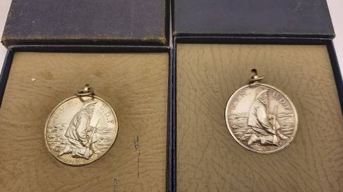 Pair of 1945 Royal Mint Pretoria, Union Defence Force .925 Sterling Silver Shooting Medals - Boxed