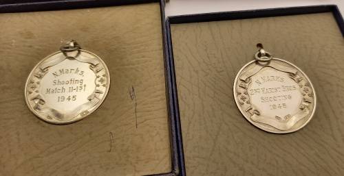 Pair of 1945 Royal Mint Pretoria, Union Defence Force .925 Sterling Silver Shooting Medals - Boxed