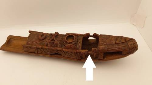 Oriental Wood Hand carved Ship 275x60mm (chipped)