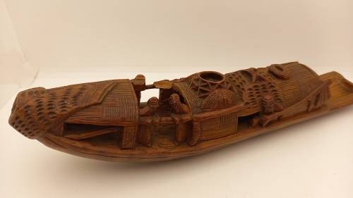 Oriental Wood Hand carved Ship 275x60mm (chipped)