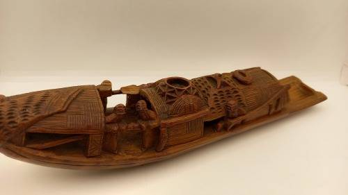 Oriental Wood Hand carved Ship 275x60mm (chipped)