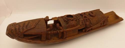Oriental Wood Hand carved Ship 275x60mm (chipped)