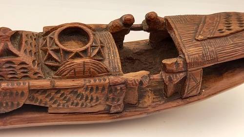 Oriental Wood Hand carved Ship 275x60mm (chipped)