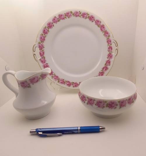 Vintage Bavaria Sevres Thu.C MR  Cake Plate, Creamer and Sugar Bowl (creamer has small chip)