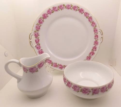 Vintage Bavaria Sevres Thu.C MR  Cake Plate, Creamer and Sugar Bowl (creamer has small chip)
