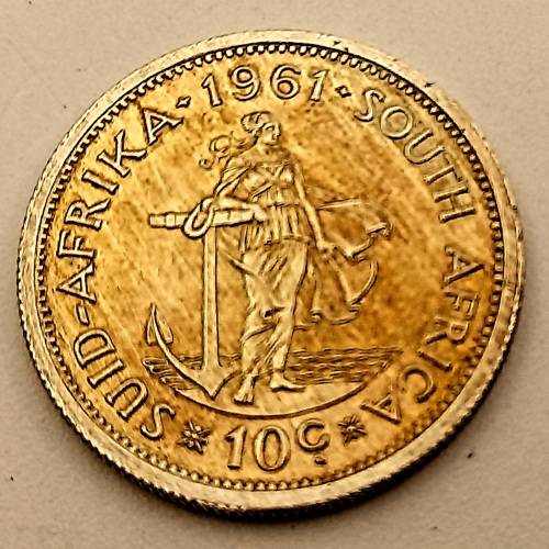 1961  South Africa (.500 Silver) 10 Cents 1st decimal series (Circulated)
