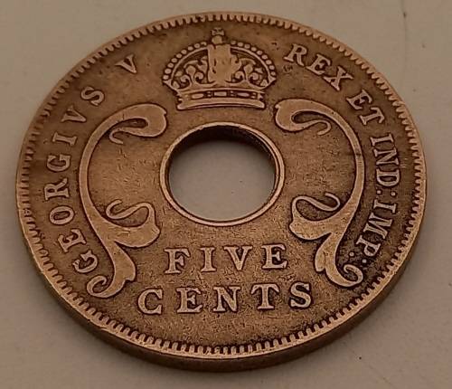 1925   East Africa 5 Cents - George V- Circulated
