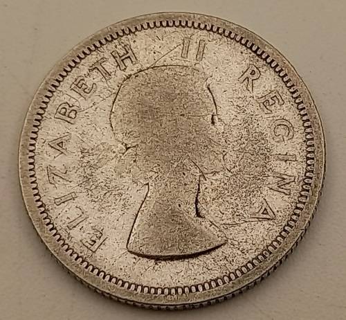 1954  South Africa (Silver .500) 1 Shilling - Elizabeth II 1st portrait