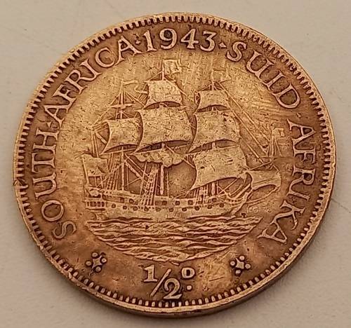 1943  South Africa ½ Penny - George VI