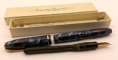 Vintage 1950's Blue Marble Conway Stewart 85 Fountain pen with 14kt gold plated Nib -see condition