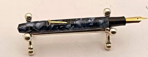 Vintage 1950's Blue Marble Conway Stewart 85 Fountain pen with 14kt gold plated Nib -see condition