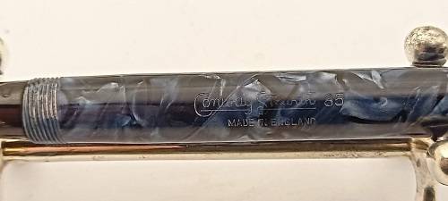 Vintage 1950's Blue Marble Conway Stewart 85 Fountain pen with 14kt gold plated Nib -see condition