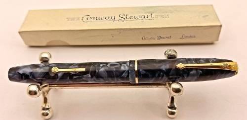 Vintage 1950's Blue Marble Conway Stewart 85 Fountain pen with 14kt gold plated Nib -see condition