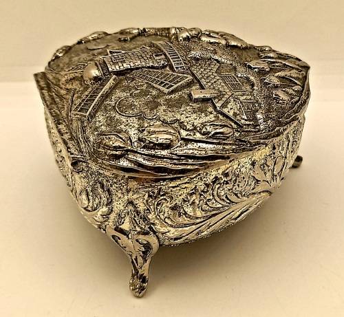 Antique/ Vintage Dutch SILVER Plated Trinket Box 55x90x85mm