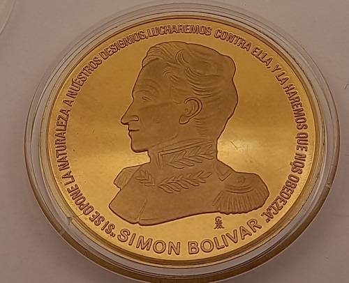 Large Explanada libertador simon bolivar jerusalem Medal in Capsule 93,85gram 51mmx5mm